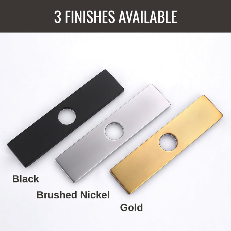 IVIGA 10" Sink Faucet Hole Cover Deck Plate for Bathroom & Kitchen Vanity Sink, Gold Escutcheon Plate Stainless Steel Outside Faucet Cover Cap Rectangle Mixer Tap - Image 5
